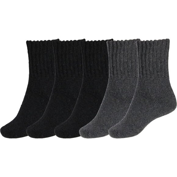 BenSorts Women 5 Packs Black Gray Polyester Winter Thick Warm Boots Socks - Picture 1 of 6